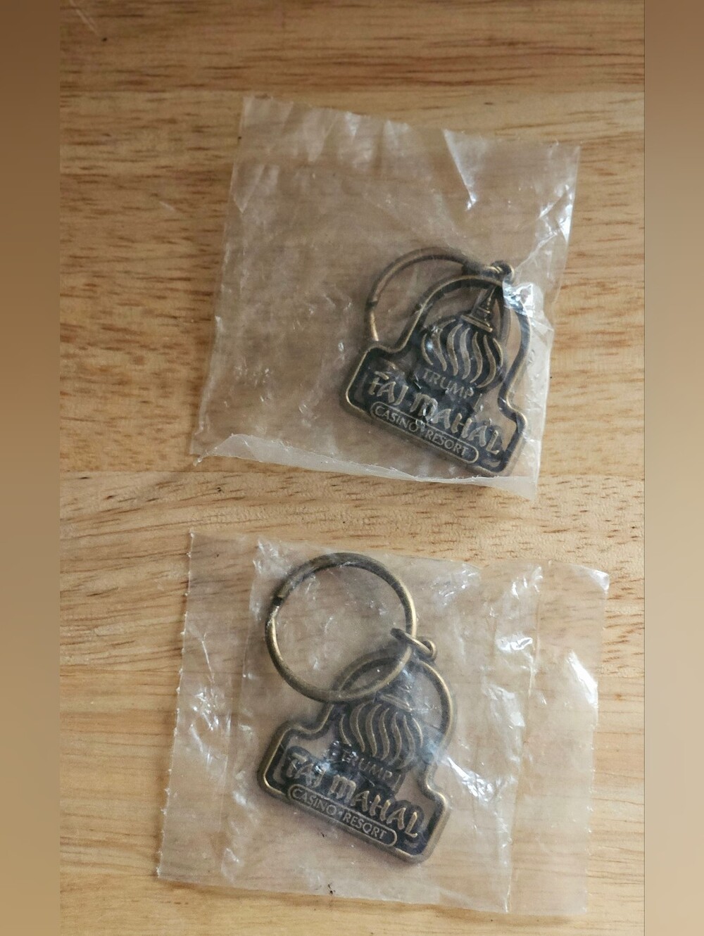 Vintage Trump Taj Mahal Casino Resort Keychain Lot of 2 Brass  Metal New Sealed